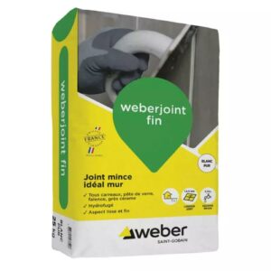 Mortier pour joints carrelage WEBER joint fin - Sac de 25 Kg - BLANC PUR