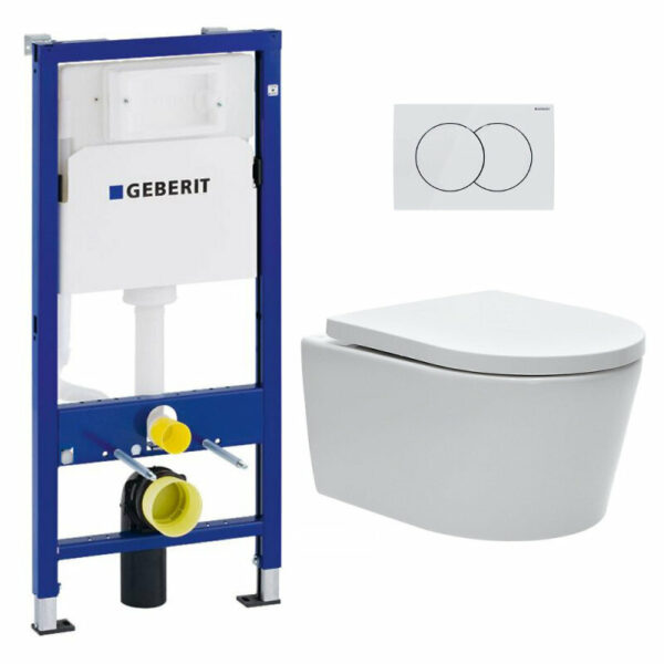Ensemble Pack WC bâti-support Geberit + cuvette suspendue Swiss Aqua Technologies sans bride