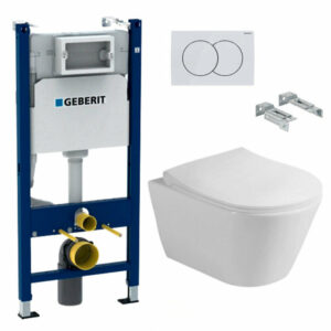 Pack WC Bati-support Geberit + WC sans bride Avva + Abattant SoftClose