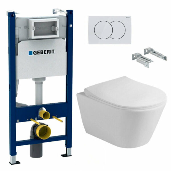 Pack WC Bati-support Geberit + WC sans bride Avva + Abattant SoftClose