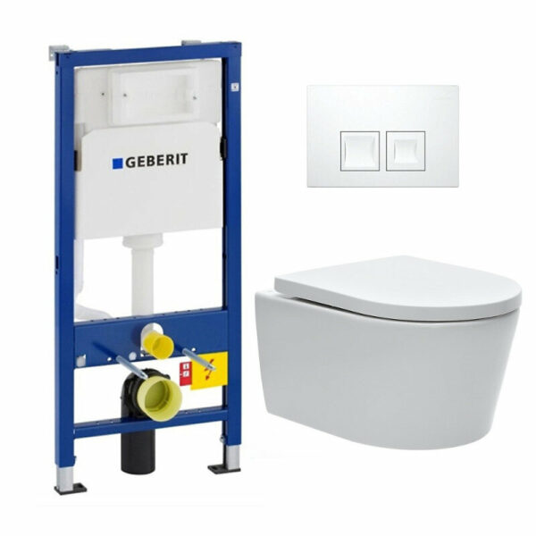 Pack Bati-support Geberit UP100 + Plaque Delta50 + Cuvette SAT Suspendue