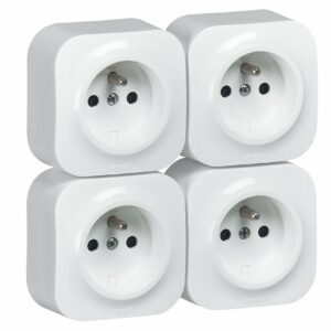 Lot de 4 Prises de Courant Saillie avec Terre Profil Eco Blanc – Sécurité et Facilité d'Installation