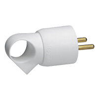 Fiche électrique 2P+T 16A blanc avec anneau, étiquette et Gencod – Installation sécurisée et pratique