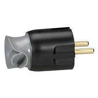 Fiche électrique plastique 2P+T 16A à orientation du câble 360° - Noir, pratique et orientable