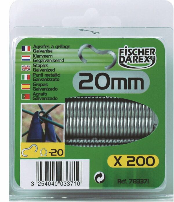 Agrafes à grillage galvanisées 20mm - Pack de 200