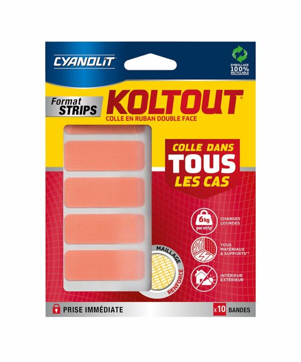 Koltout Strop Prédécoupé x10 - Collage Ultra-Résistant pour Tous Matériaux