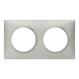 Plaque carrée dooxie 2 postes finition effet aluminium – Rattrapage murale pour mécanismes électriques