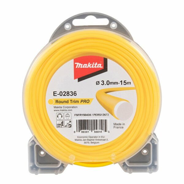 Bobine de fil co-extrudé jaune 3,0mm x 15m rond MAKITA E-02836 pour une coupe précise et résistante