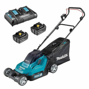 Tondeuse à gazon MAKITA DLM432PT2 (2x18V) 43cm (2x5Ah) - Performante et pratique pour entretenir votre jardin