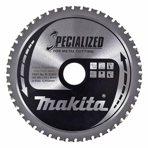Lame carbure MAKITA B-33451 Specialized 185 x 30 x 48 dents pour une coupe précise