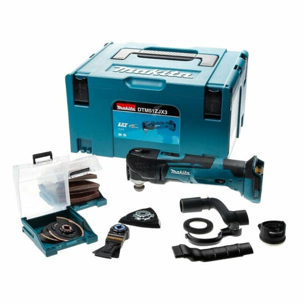 Découpeur/ponceur multifonctions MAKITA DTM51ZJX3 18 V Li-ion (machine seule) dans MAKPAC + kit d'accessoires