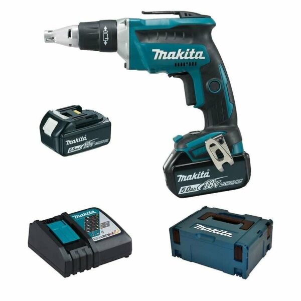 Visseuse à Placo sans fil MAKITA DFS452RTJ 18 V LXT (2 X 5,0 Ah) - Idéal pour les travaux de construction et de rénovation