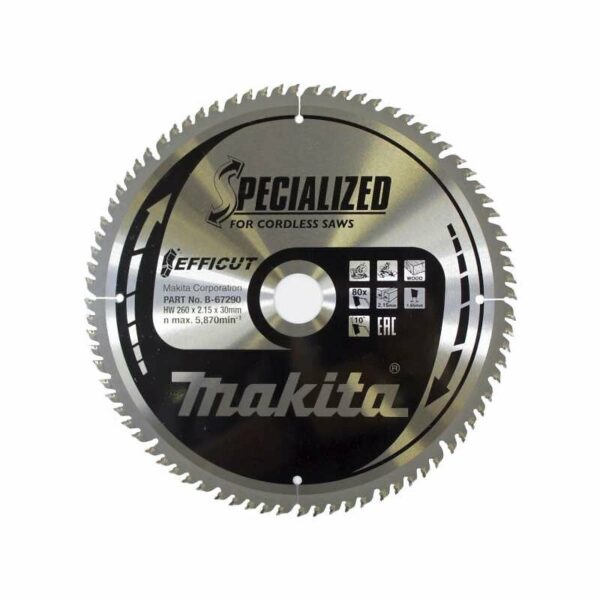 Lame de scie circulaire MAKITA B-67290 SPECIALIZED EFFICUT accu Ø260mm