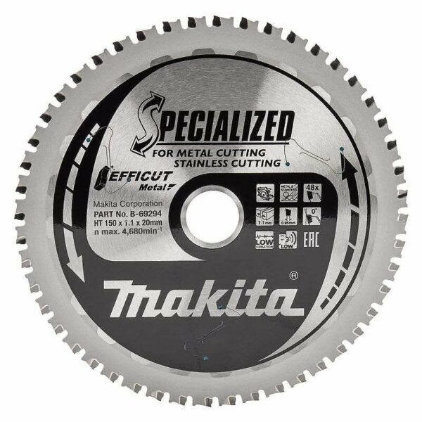Lame carbure Inox et Métal Specialized MAKITA B-47058 Ø 150 mm pour scie circulaire