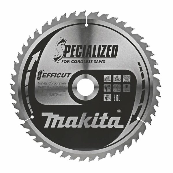 Lames carbure "EFFICUT" pour bois, pour scies radiales à batterie MAKITA