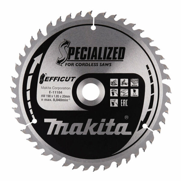 Lames carbure "EFFICUT" pour bois pour scies radiales à batterie MAKITA
