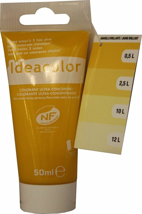Colorant Ultra-concentre 50ml Jaune Brillant - Teintes Claires à Foncées pour Peintures Décoratives et Bâtiment