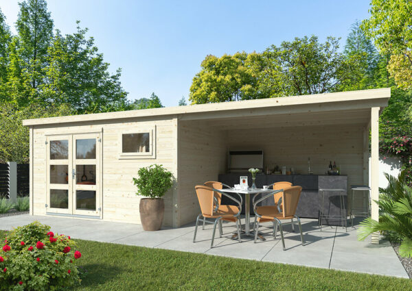 Abris Bois Lya 2 + Pergola latérale SU 10,5+8,7m²