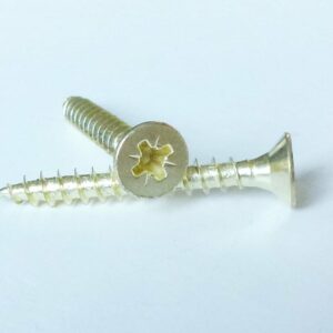 Vis agglo tête fraisée pozi en acier laitonné 3x30mm – Fixation solide pour panneaux de particules et bois