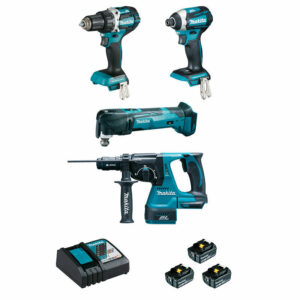 Ensemble de 4 Machines 18V Li-Ion MAKITA DLX4109TJ 5 Ah (DDF484 + DTD154 + DHR243 + DTM51) pour tous vos travaux de bricolage et de construction