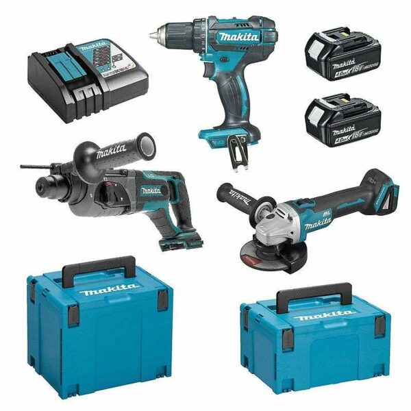 Pack 3 outils MAKITA DLX3078MJ (DDF482 + DGA504 + DHR241) 18V Li-Ion (3x4Ah) - Kit complet pour vos travaux de bricolage