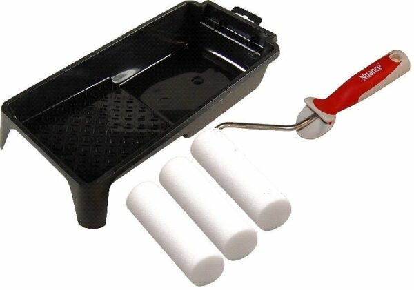 Ensemble pour résine de rénovation avec mini bac, rouleau et recharges - idéal pour peinture et vernis