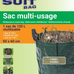 Sac multi-usage vert 120L avec poignées tissées – Durable et Réutilisable