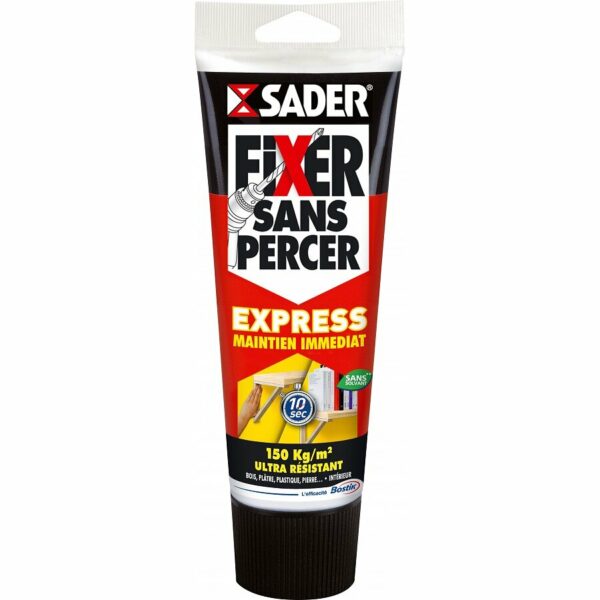 Fixer sans percer Tube 200ml - Colle Mastic Ultra-Résistante SADER, Fixation Facile et Rapide