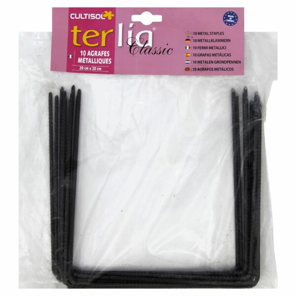 Agrafes métalliques 20x20 cm pour maintien de collerettes, paillages et dalles – Usage intérieur et extérieur