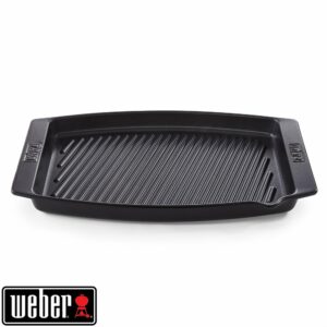 Plat à fond cannelé en céramique pour grillade 47x28cm