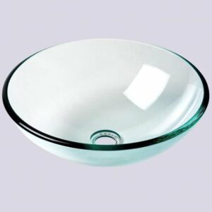 Vasque ronde à poser en verre transparent brillant D42cm
