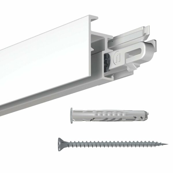 Cimaise Click+ Rail R20 Blanc 200cm + clips + vis & chevilles multimatériaux - C