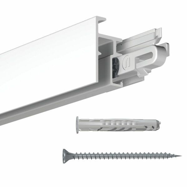 Cimaise Click+ Rail R20 Blanc 200cm + clips + vis & chevilles multimatériaux - C
