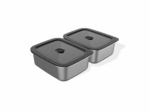 Boîtes de préparation et de conservation Weber Works : Lot de 2 boîtes en inox avec couvercles hermétiques