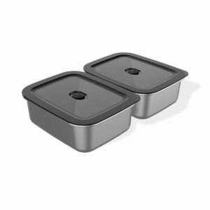 Boîtes de préparation et de conservation Weber Works : Lot de 2 boîtes en inox avec couvercles hermétiques