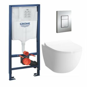 Pack WC Grohe Sento compact avec bâti et plaque de commande