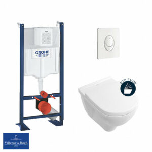 Pack WC Grohe Rapid SL autoportant + cuvette Villeroy&Boch O.Novo + plaque Skate Air blanche