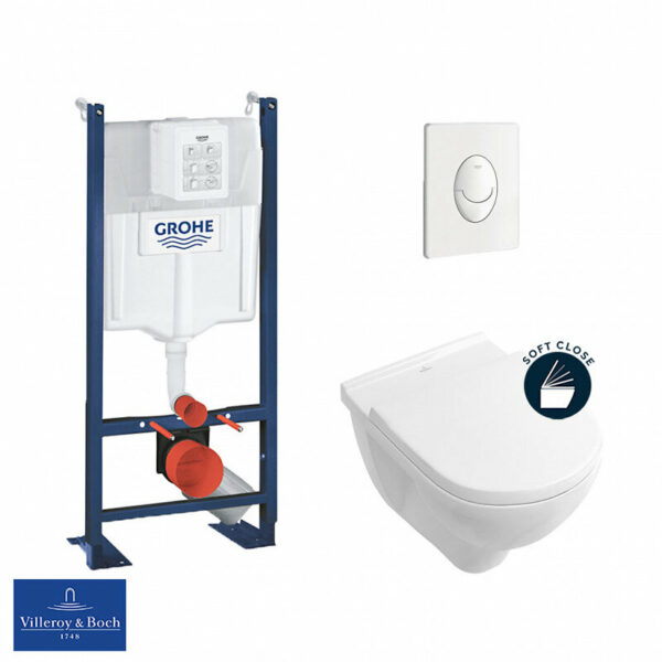 Pack WC Grohe Rapid SL autoportant + cuvette Villeroy&Boch O.Novo + plaque Skate Air blanche