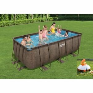 Piscine tubulaire avec revêtement rotin et Robot - 412x201x122cm