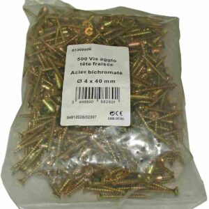 500 Vis agglo acier tête fraisée Pozidriv 4x40mm – Fixation solide pour bois et panneaux