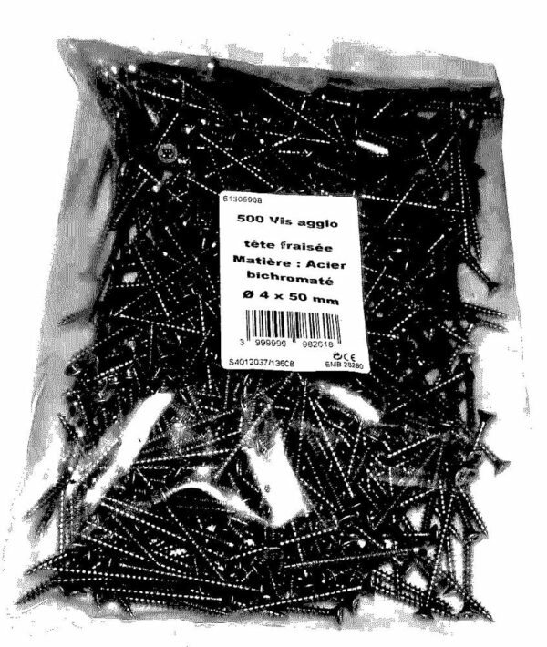 500 vis agglo acier tête fraisée Pozidriv 4x50mm – Trouvailles pour l'assemblage facile