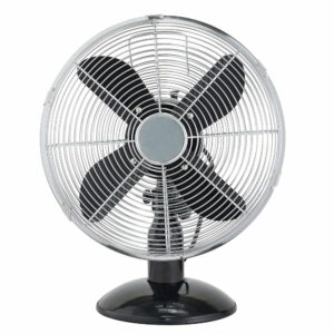 Ventilateur de table 30cm Noir et Chrome - Puissance 35W, 3 Vitesses, Oscillation, Silencieux
