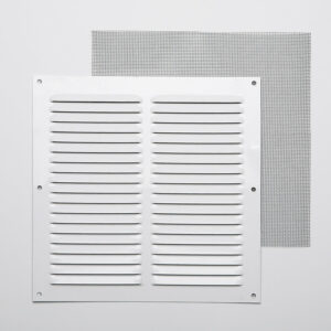 Grille d'aération aluminium blanc à visser 20x20cm avec moustiquaire - Passage d'air 95cm²