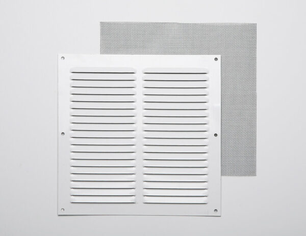 Grille d'aération aluminium blanc à visser 20x20cm avec moustiquaire - Passage d'air 95cm²