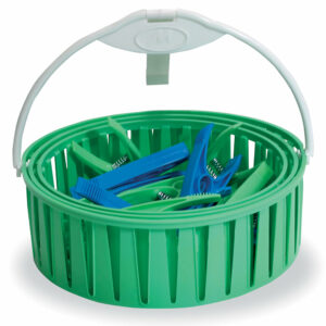 Panière Ronde 20 Pinces avec Anse et Crochet – Ustensile de Rangement pour Bricolage et Rénovation