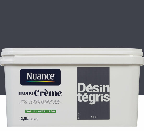 Peinture MonoCrème Satin 2,5L - Nuance Desintegris pour Mur, Boiseries et Radiateurs