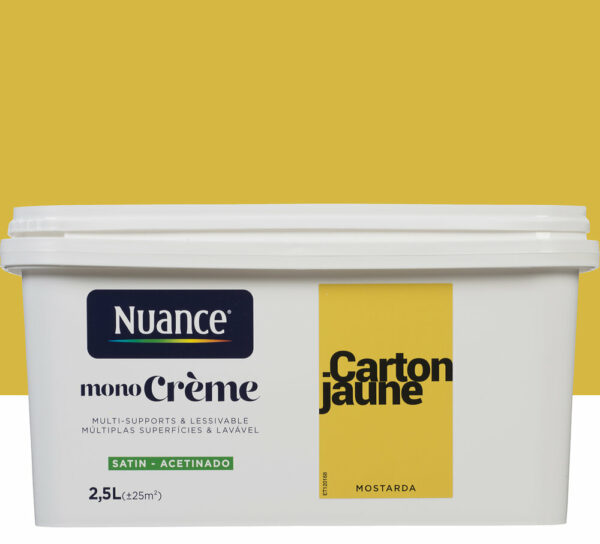 Peinture MonoCrème Satin Jaune 2,5L – Idéale pour Murs, Boiseries et Radiateurs