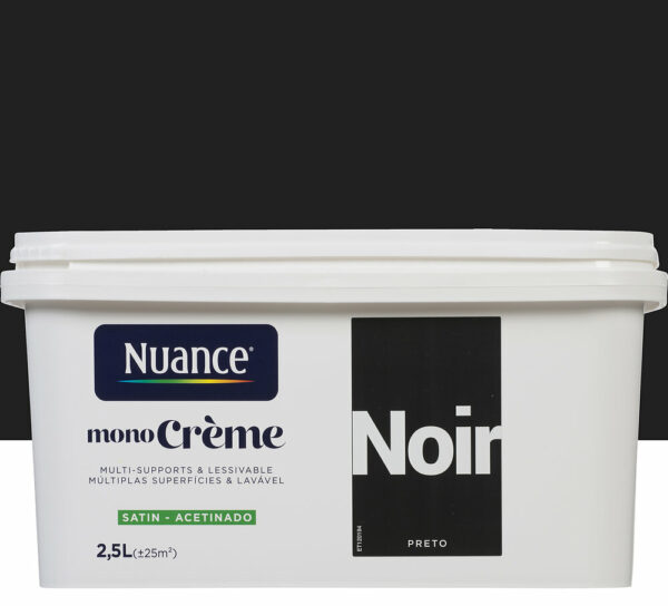 Peinture MonoCrème Noir Satin 2,5L - Facile à Appliquer - Résistante et Durable