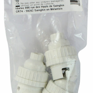 Lot de 3 douilles B22 en plastique avec double bague et passage de fil – Branchement ampoules B22
