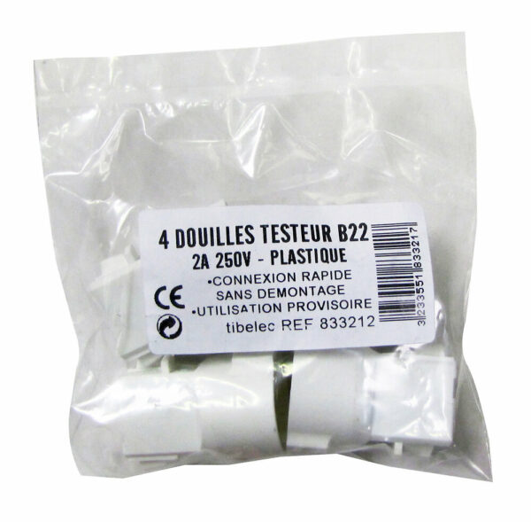 Douilles Testeur B22 en Plastique à Connexion Rapide - Pack de 4